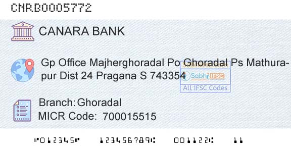 Canara Bank GhoradalBranch 