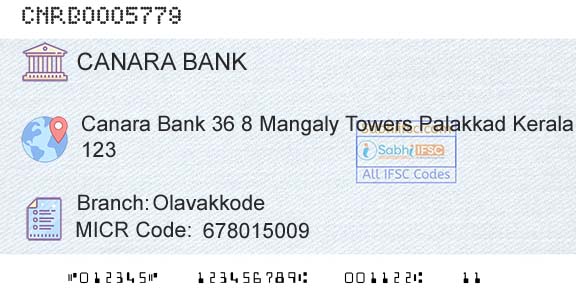 Canara Bank OlavakkodeBranch 