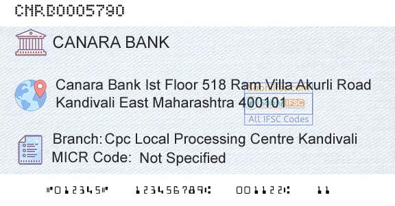 Canara Bank Cpc Local Processing Centre KandivaliBranch 