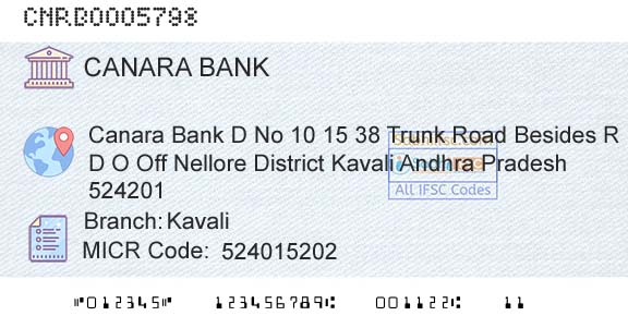 Canara Bank KavaliBranch 