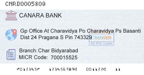 Canara Bank Char BidyarabadBranch 