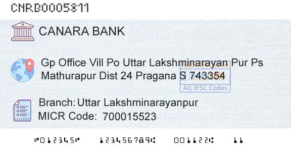 Canara Bank Uttar LakshminarayanpurBranch 