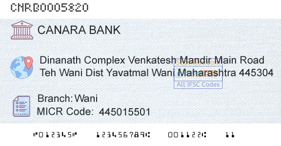 Canara Bank WaniBranch 