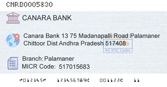 Canara Bank PalamanerBranch 