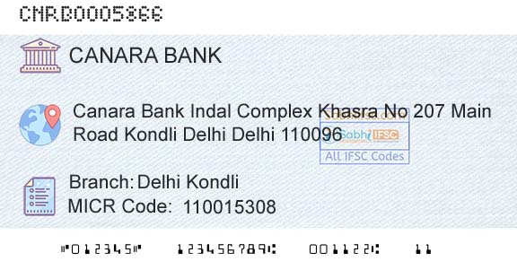 Canara Bank Delhi KondliBranch 