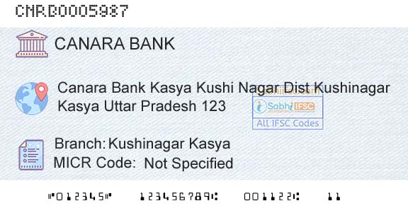 Canara Bank Kushinagar KasyaBranch 
