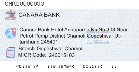 Canara Bank Gopeshwar ChamoliBranch 