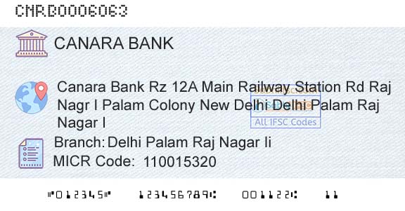 Canara Bank Delhi Palam Raj Nagar IiBranch 