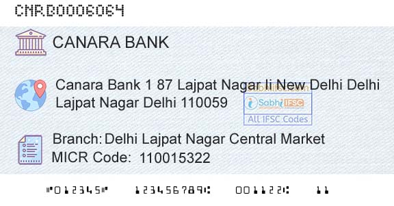 Canara Bank Delhi Lajpat Nagar Central MarketBranch 