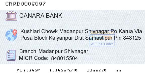 Canara Bank Madanpur ShivnagarBranch 