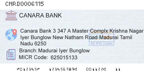 Canara Bank Madurai Iyer BunglowBranch 