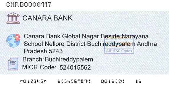 Canara Bank BuchireddypalemBranch 