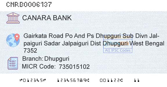 Canara Bank DhupguriBranch 