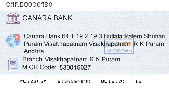 Canara Bank Visakhapatnam R K PuramBranch 