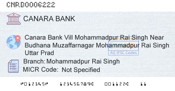Canara Bank Mohammadpur Rai SinghBranch 