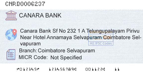 Canara Bank Coimbatore SelvapuramBranch 