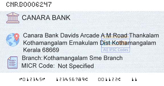 Canara Bank Kothamangalam Sme BranchBranch 