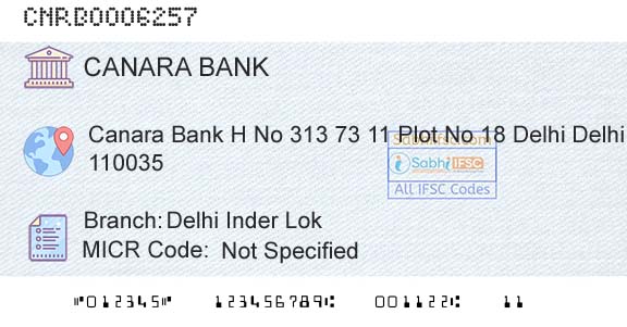 Canara Bank Delhi Inder LokBranch 