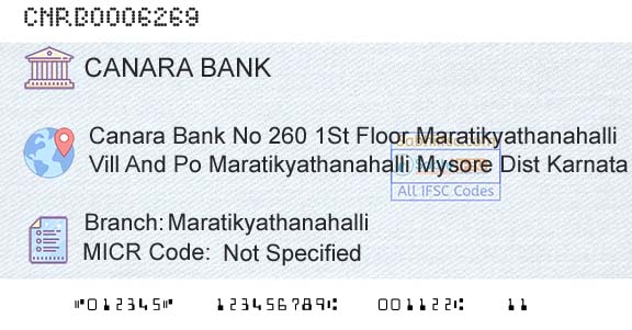 Canara Bank MaratikyathanahalliBranch 