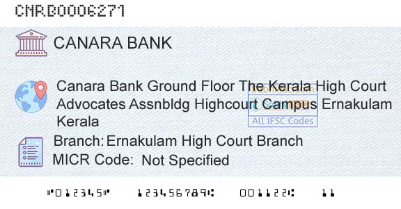 Canara Bank Ernakulam High Court BranchBranch 