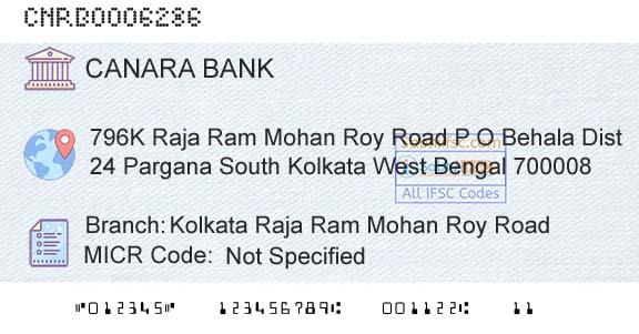Canara Bank Kolkata Raja Ram Mohan Roy RoadBranch 