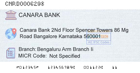 Canara Bank Bengaluru Arm Branch IiBranch 