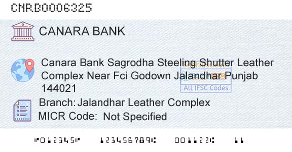 Canara Bank Jalandhar Leather ComplexBranch 