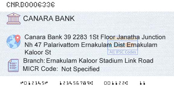 Canara Bank Ernakulam Kaloor Stadium Link RoadBranch 