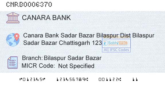 Canara Bank Bilaspur Sadar BazarBranch 