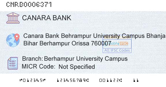 Canara Bank Berhampur University CampusBranch 