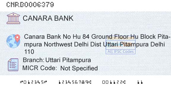 Canara Bank Uttari PitampuraBranch 