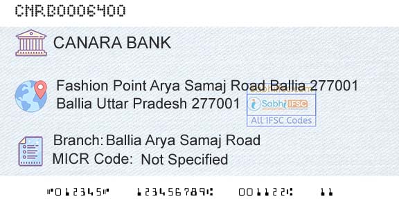 Canara Bank Ballia Arya Samaj RoadBranch 