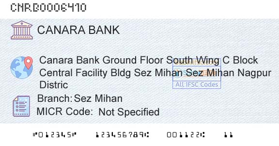 Canara Bank Sez MihanBranch 