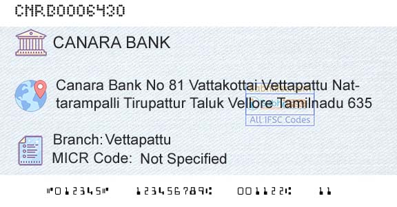 Canara Bank VettapattuBranch 