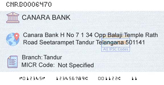 Canara Bank TandurBranch 