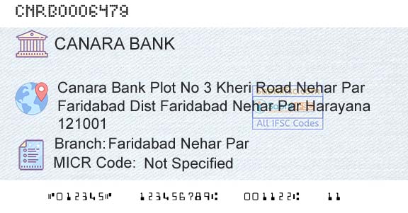 Canara Bank Faridabad Nehar ParBranch 