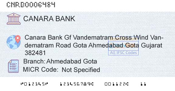Canara Bank Ahmedabad GotaBranch 