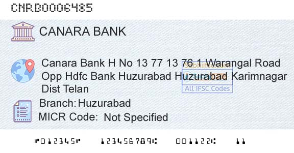 Canara Bank HuzurabadBranch 