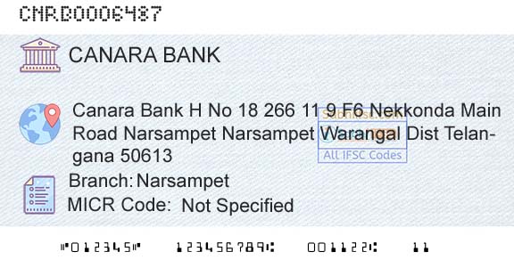 Canara Bank NarsampetBranch 