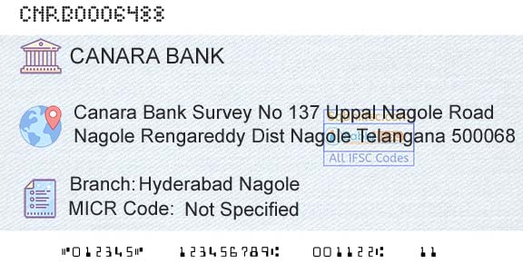 Canara Bank Hyderabad NagoleBranch 