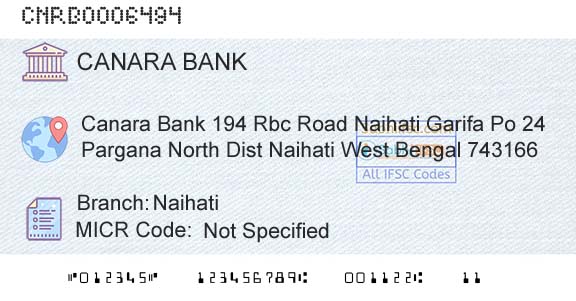 Canara Bank NaihatiBranch 