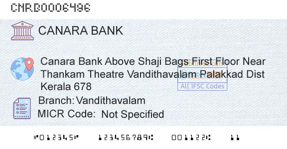 Canara Bank VandithavalamBranch 