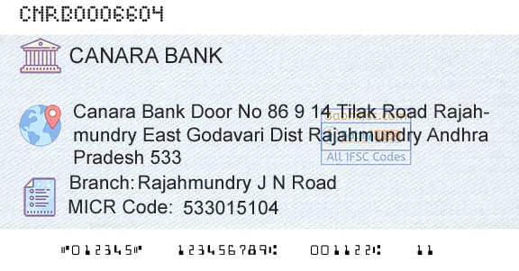 Canara Bank Rajahmundry J N RoadBranch 