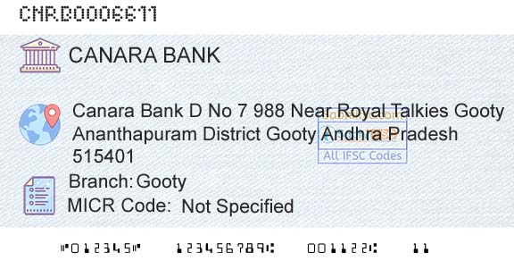 Canara Bank GootyBranch 