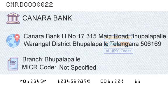 Canara Bank BhupalapalleBranch 