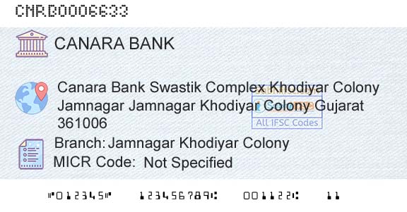 Canara Bank Jamnagar Khodiyar ColonyBranch 