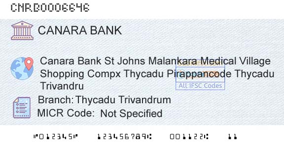Canara Bank Thycadu TrivandrumBranch 