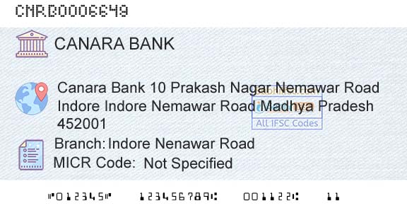 Canara Bank Indore Nenawar RoadBranch 