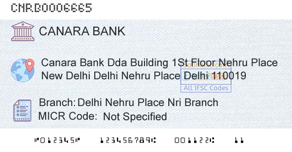 Canara Bank Delhi Nehru Place Nri BranchBranch 