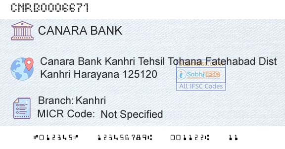 Canara Bank KanhriBranch 